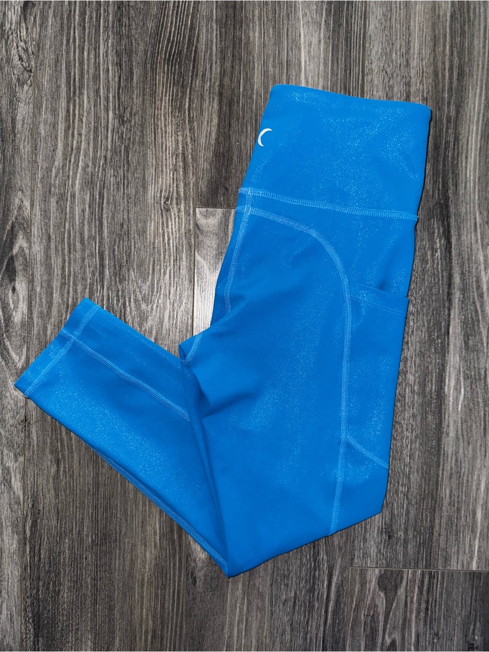 ZYIA Active Light n Tight Leggings Size 4 Neon Blue CapriHigh Rise Pockets LNT